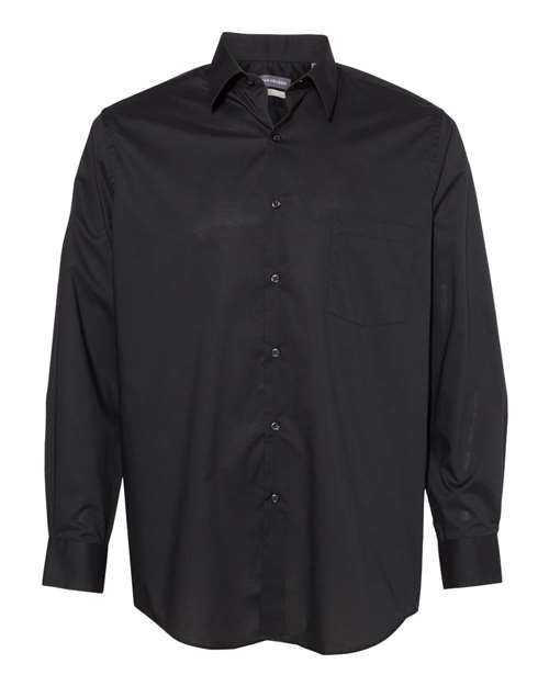 Van Heusen 13V5052 Broadcloth Point Collar Solid Shirt - Black - HIT a Double