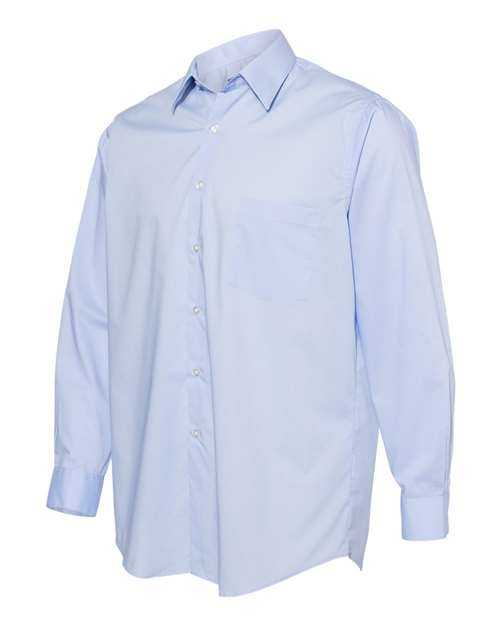 Van Heusen 13V5052 Broadcloth Point Collar Solid Shirt - Blue - HIT a Double