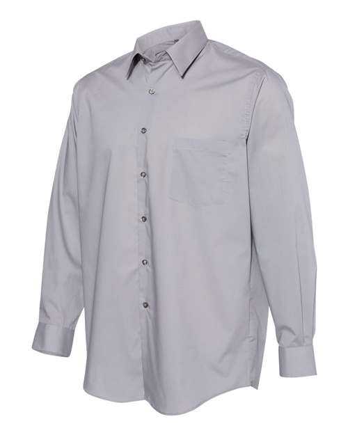Van Heusen 13V5052 Broadcloth Point Collar Solid Shirt - Grey - HIT a Double