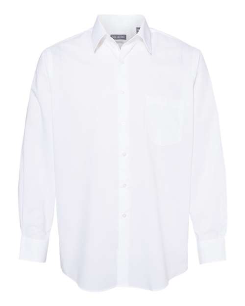Van Heusen 13V5052 Broadcloth Point Collar Solid Shirt - White - HIT a Double