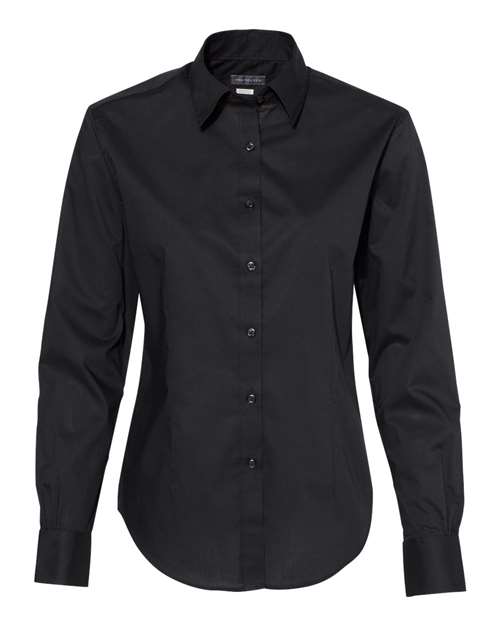 Van Heusen 13V5053 Women&#39;s Cotton Poly Solid Point Collar Shirt - Black - HIT a Double