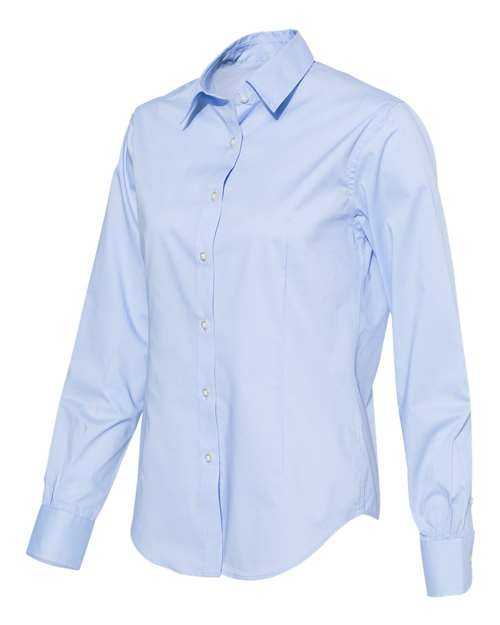 Van Heusen 13V5053 Women&#39;s Cotton Poly Solid Point Collar Shirt - Blue - HIT a Double