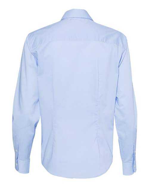 Van Heusen 13V5053 Women&#39;s Cotton Poly Solid Point Collar Shirt - Blue - HIT a Double