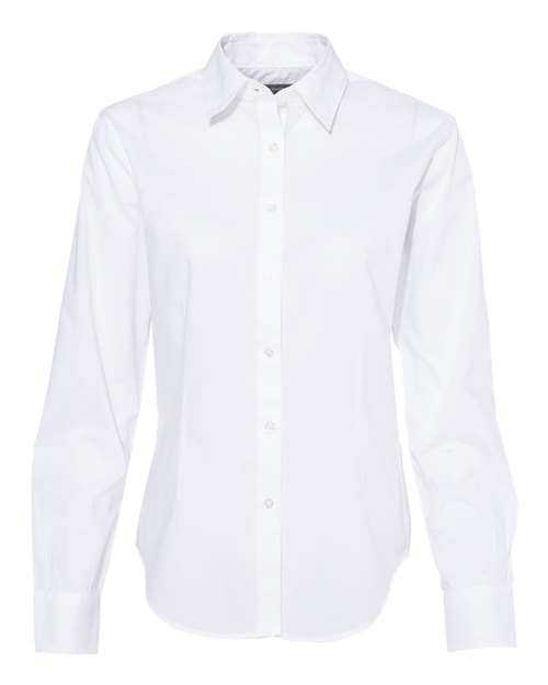 Van Heusen 13V5053 Women&#39;s Cotton Poly Solid Point Collar Shirt - White - HIT a Double