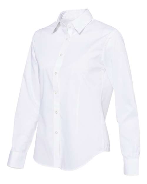 Van Heusen 13V5053 Women&#39;s Cotton Poly Solid Point Collar Shirt - White - HIT a Double