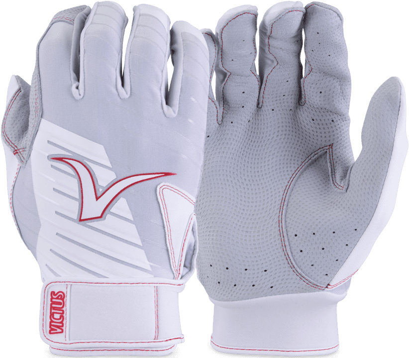 Victus Team Batting Glove - White Red - HIT a Double