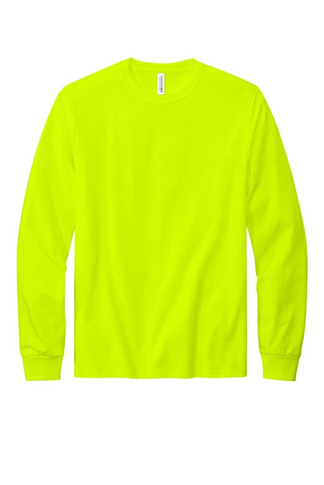 Volunteer Knitwear VL100LS All-American Long Sleeve Tee - Safety Green - HIT a Double - 1