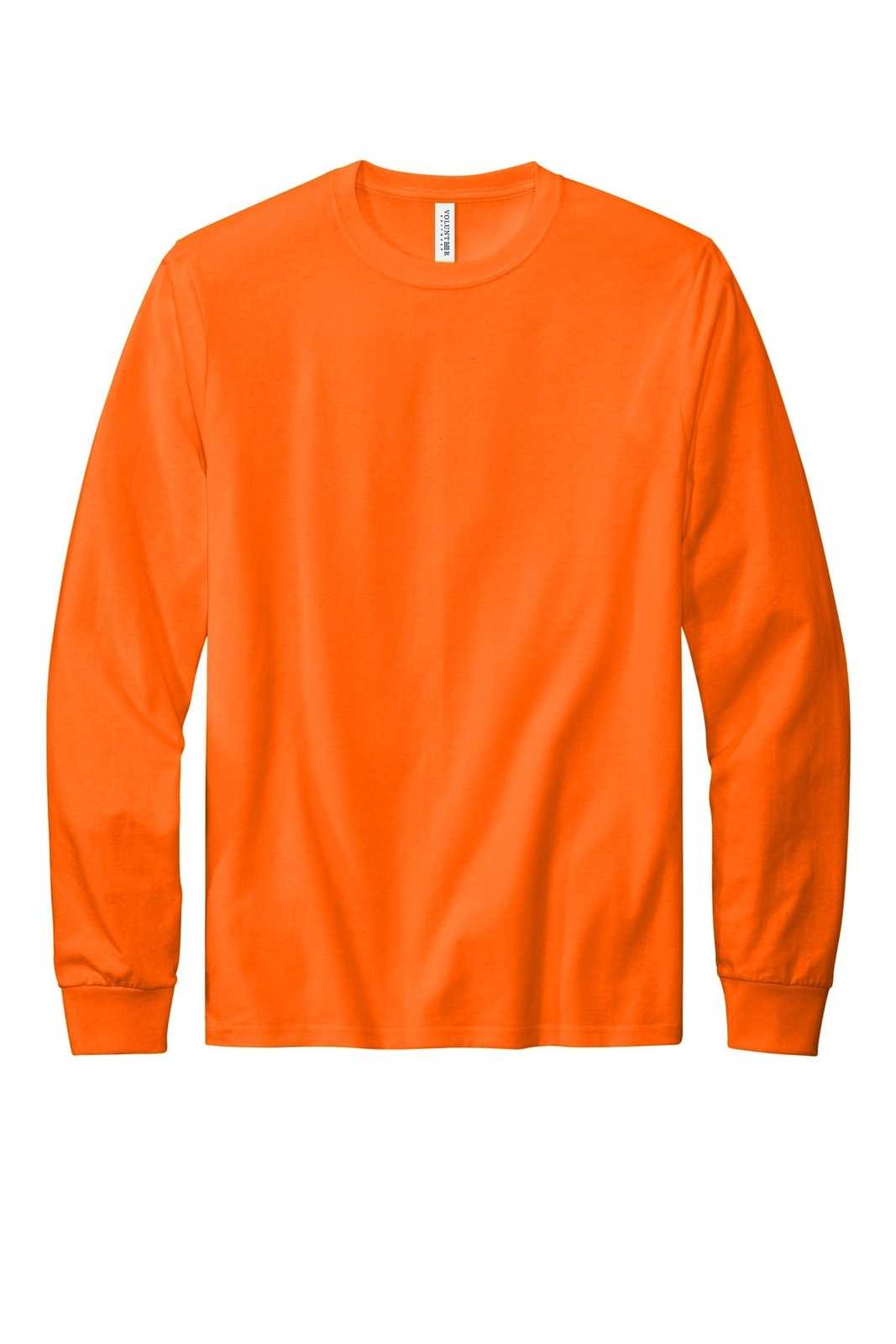 Volunteer Knitwear VL100LS All-American Long Sleeve Tee - Safety Orange - HIT a Double - 1