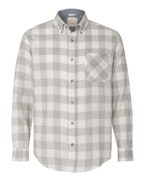 Weatherproof 164761 Vintage Brushed Flannel Long Sleeve Shirt - Heather Grey White - HIT a Double - 1