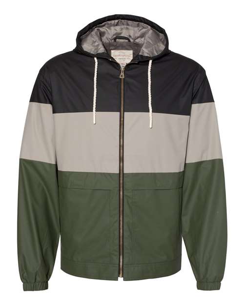 Weatherproof 20601 Vintage Colorblocked Hooded Rain Jacket - Black Khaki Bronze Green - HIT a Double
