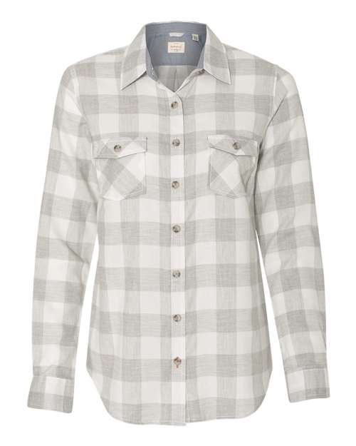 Weatherproof W164761 Women&#39;s Vintage Brushed Flannel Long Sleeve Shirt - Heather Grey White - HIT a Double - 1