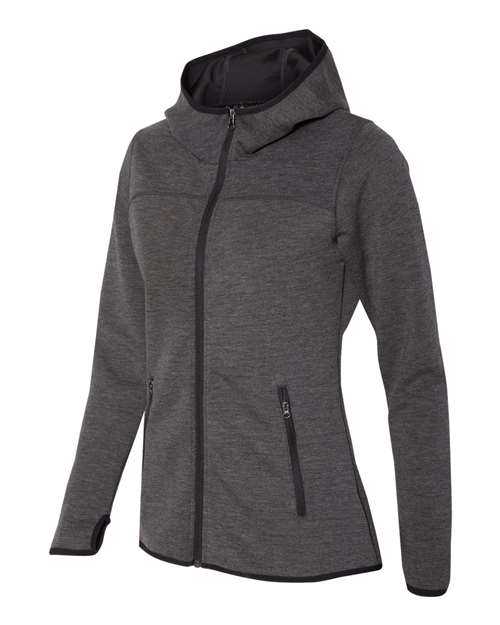 Weatherproof W18700 Women's HeatLast Fleece Tech Full-Zip Hooded Sweatshirt - Heather Black - HIT a Double