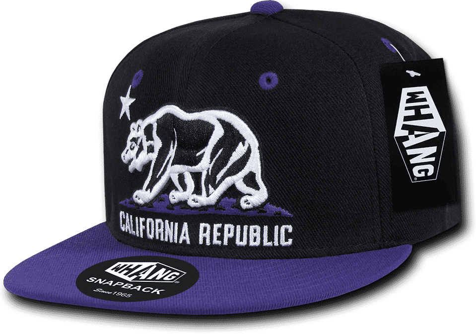 Whang W1 Cali Republic Snapback Cap - Black Purple - HIT a Double