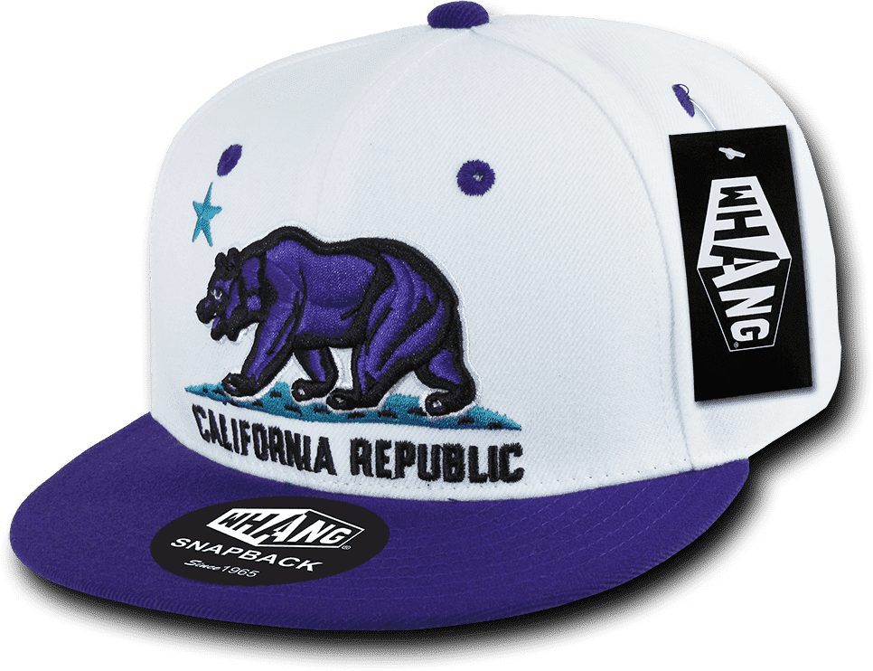 Whang W1 Cali Republic Snapback Cap - White Purple - HIT a Double
