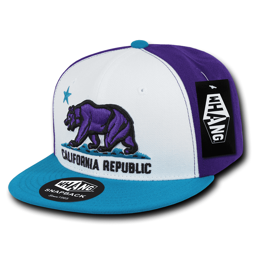 Whang W1 Cali Republic Snapback Cap - White Teal Purple - HIT a Double