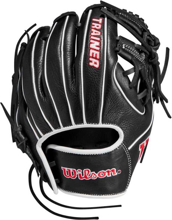 Wilson 10.00&quot; Infield Training Glove - Black White - HIT A Double