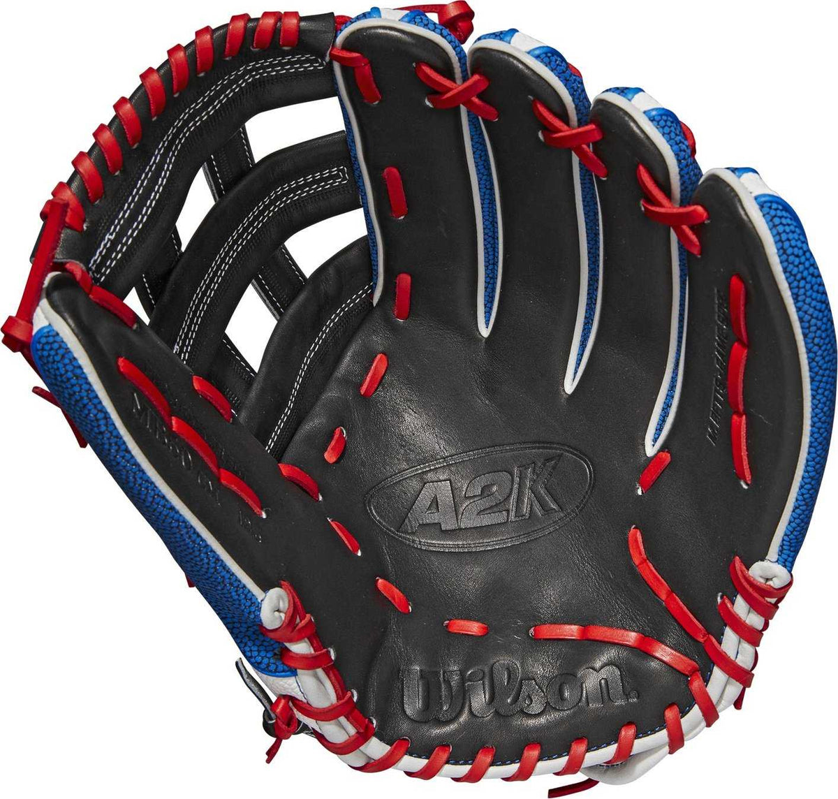 Wilson 2022 A2K Mookie Game Model 12.50&quot; Outfield Glove WBW100471125 - Black Blue Red - HIT a Double - 2