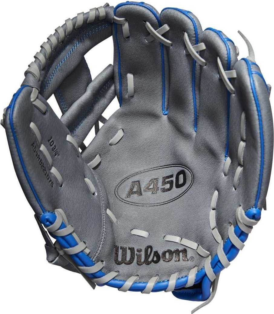 Wilson 2022 A450 10.75&quot; Youth Infield Gloves - Gray Royal - HIT A Double