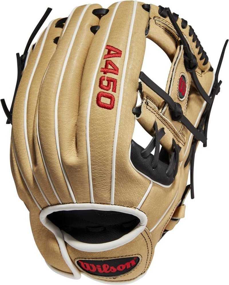 Wilson 2022 A450 11.50&quot; Youth Infield Gloves - Black Blonde - HIT A Double