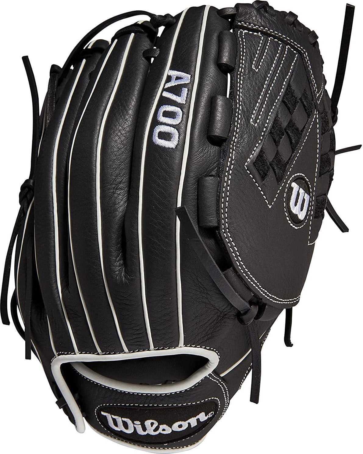 Wilson 2022 A700 12.50" Fastpitch Outfield Glove - Black White - HIT a Double