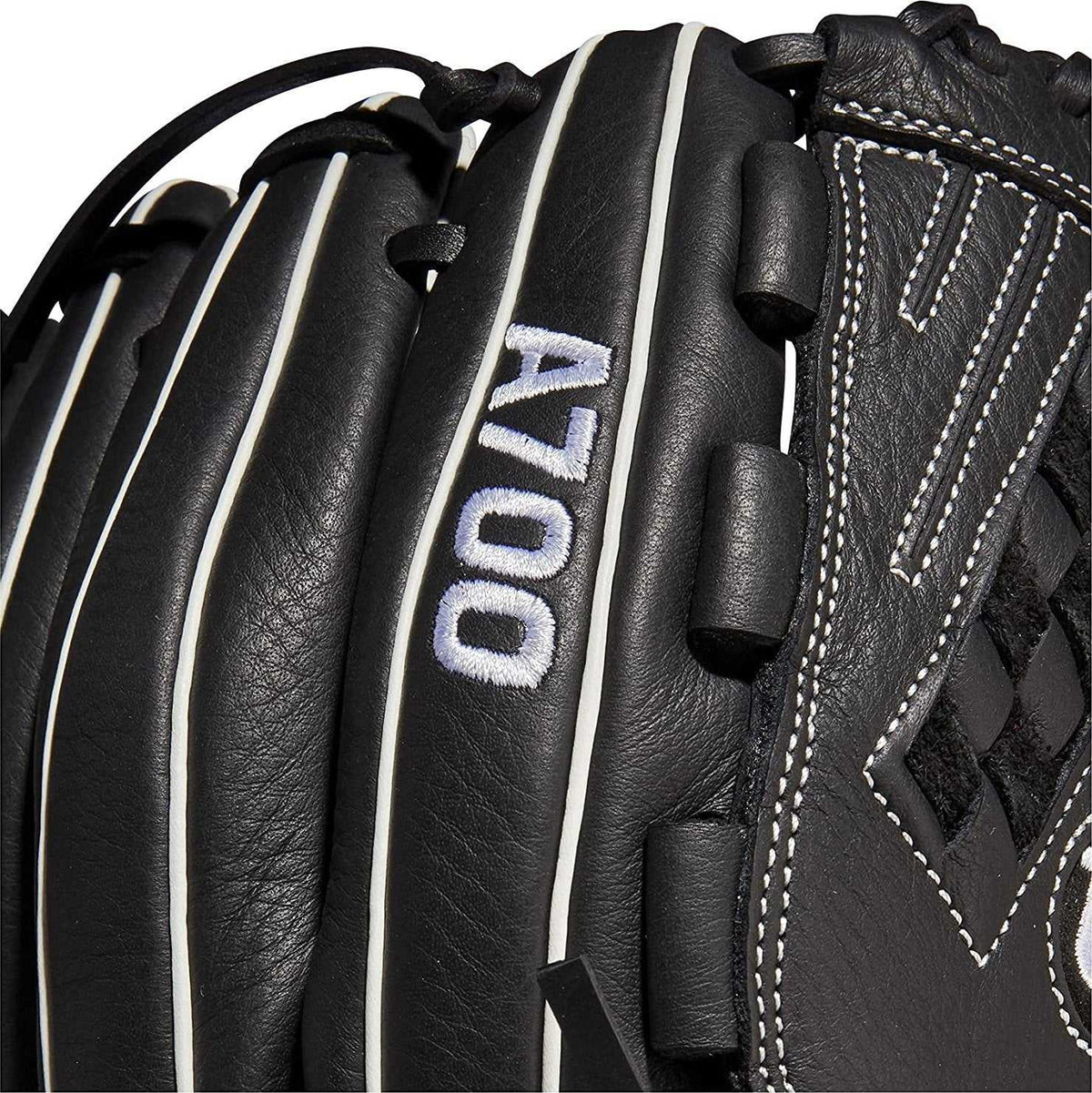 Wilson 2022 A700 12.50&quot; Fastpitch Outfield Glove - Black White - HIT a Double