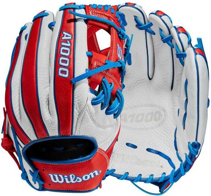 Wilson A1000 1787 11.75&quot; Utility Glove WBW1008371175 - White Red Royal - HIT a Double - 8