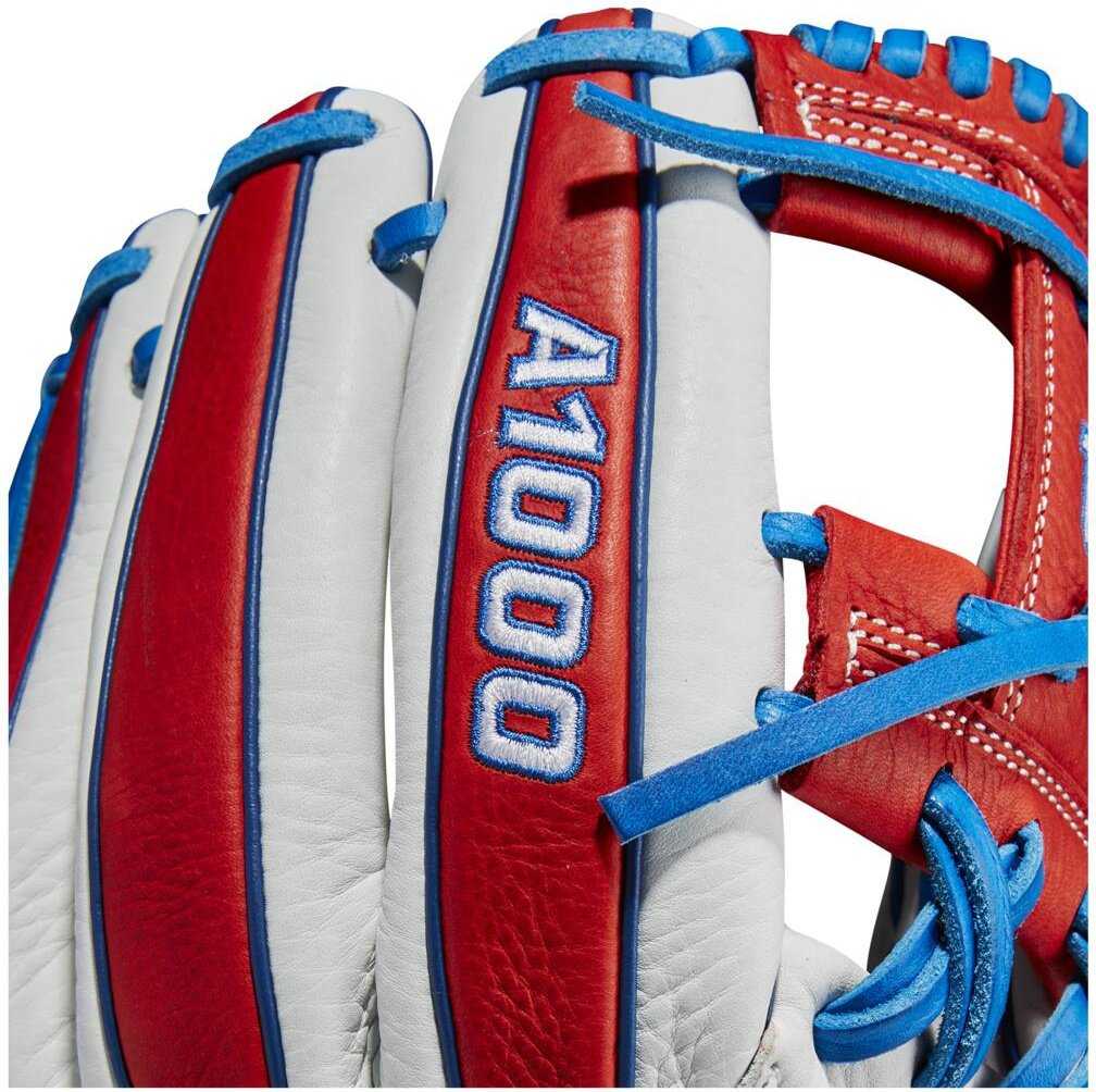 Wilson A1000 1787 11.75&quot; Utility Glove WBW1008371175 - White Red Royal - HIT a Double - 6