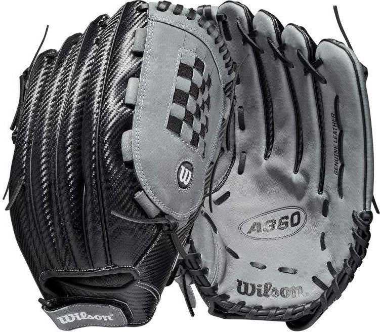 Wilson A360 SP14 14.00&quot; Slowpitch Softball Glove - Black Gray - HIT A Double