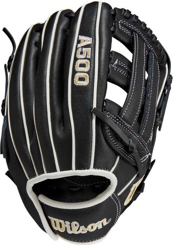 Wilson A500 10.50&quot; Infield Baseball Glove - Black White - HIT A Double