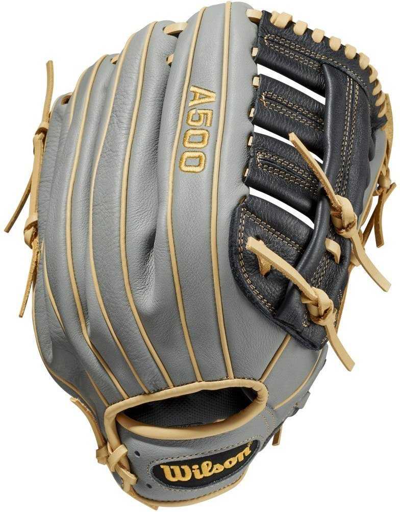 Wilson A500 12.50&quot; Outfield Baseball Glove - Gray Black - HIT A Double