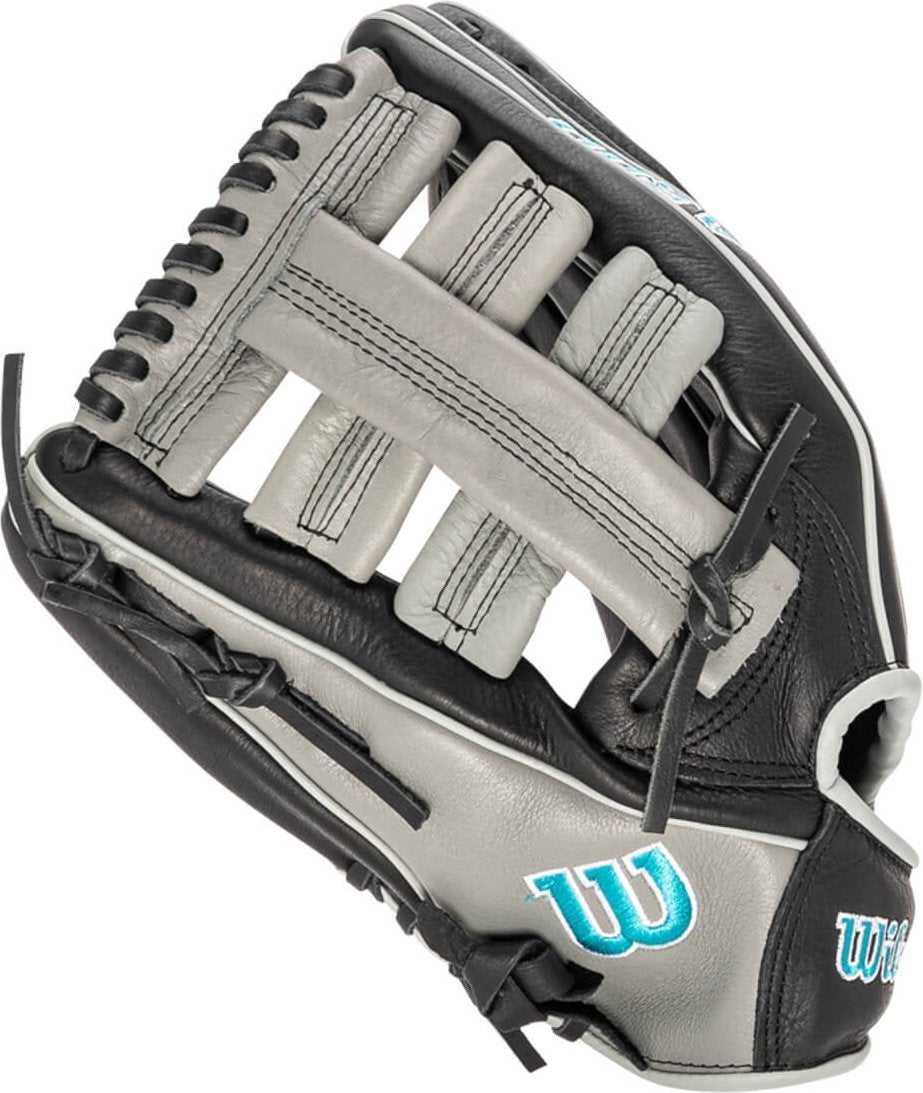 Wilson A500 12.50&quot; Outfield Baseball Glove WBW100905125 - Black GrayBlack - HIT A Double