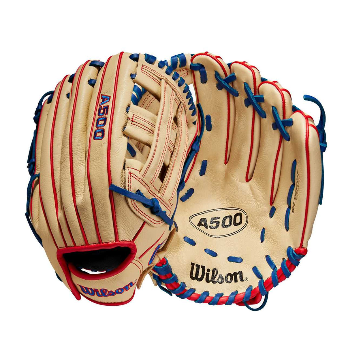 Wilson A500 2023 12.00&quot; Utility Baseball Glove - Blonde Red - HIT a Double - 3