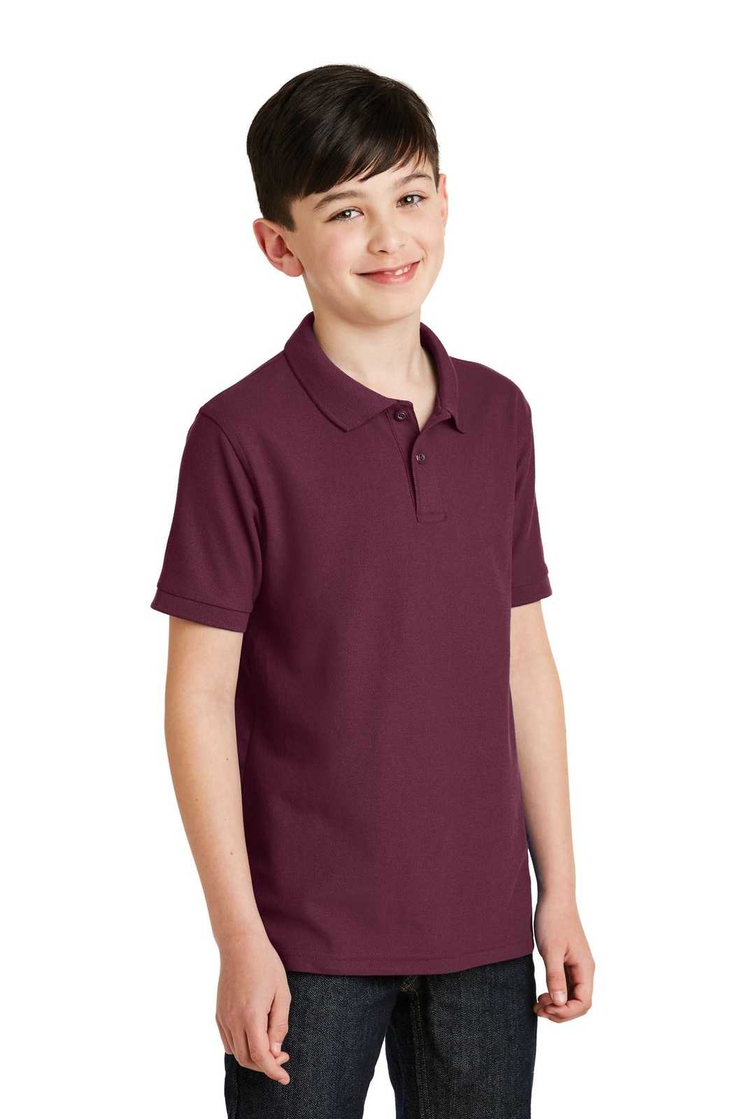 Port Authority Y500 Youth Silk Touch Polo - Burgundy - HIT a Double - 4