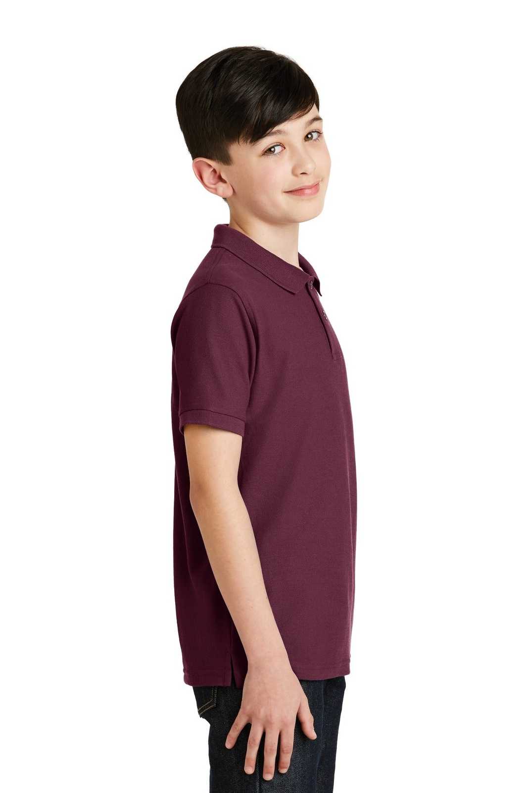 Port Authority Y500 Youth Silk Touch Polo - Burgundy - HIT a Double - 3