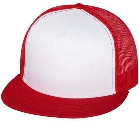 Yupoong 6006 Five-Panel Classic Trucker Cap - Red/ White/ Red - HIT a Double - 1