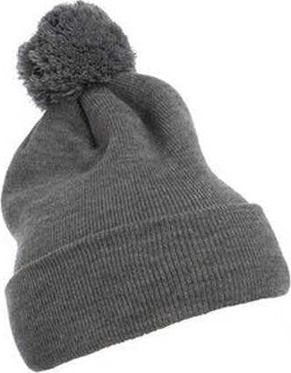 Yupoong 1501P Cuffed Knit Beanie with Pom Pom - Heather - HIT a Double