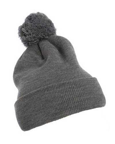 Yupoong 1501P Cuffed Knit Beanie with Pom Pom - Heather - HIT a Double