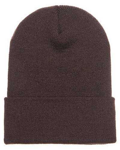 Yupoong 1501 Adult Cuffed Knit Beanie - Brown - HIT a Double