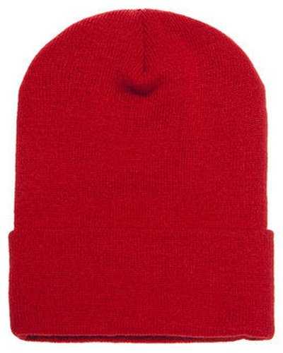 Yupoong 1501 Adult Cuffed Knit Beanie - Red - HIT a Double