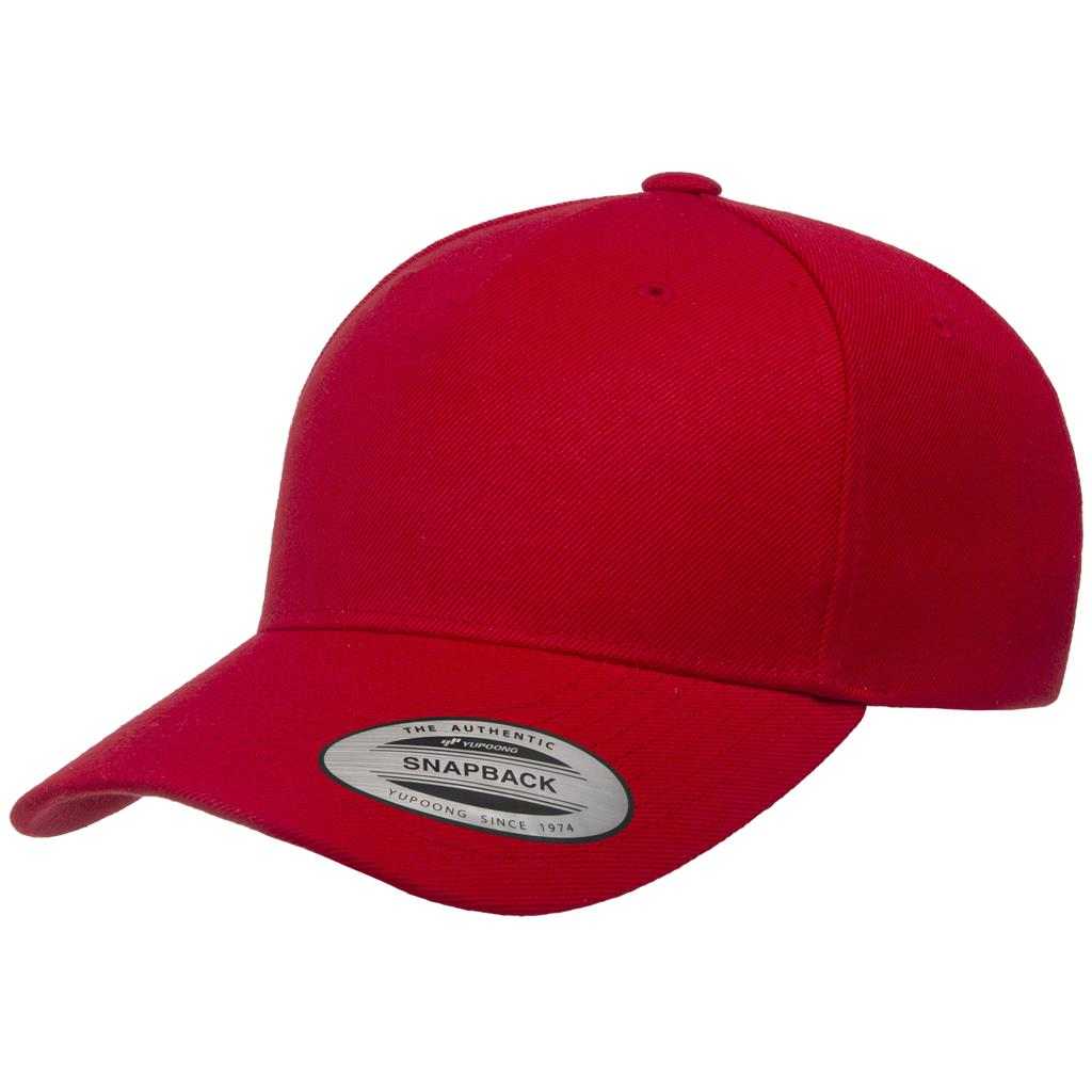 Yupoong 5789M Classics 5-Panel Premium Curved Visor Snapback Cap - Red - HIT a Double