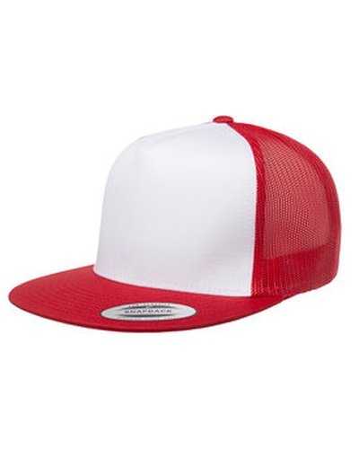 Yupoong 6006W Adult Trucker with White Front Panel Cap - Red White Red - HIT a Double