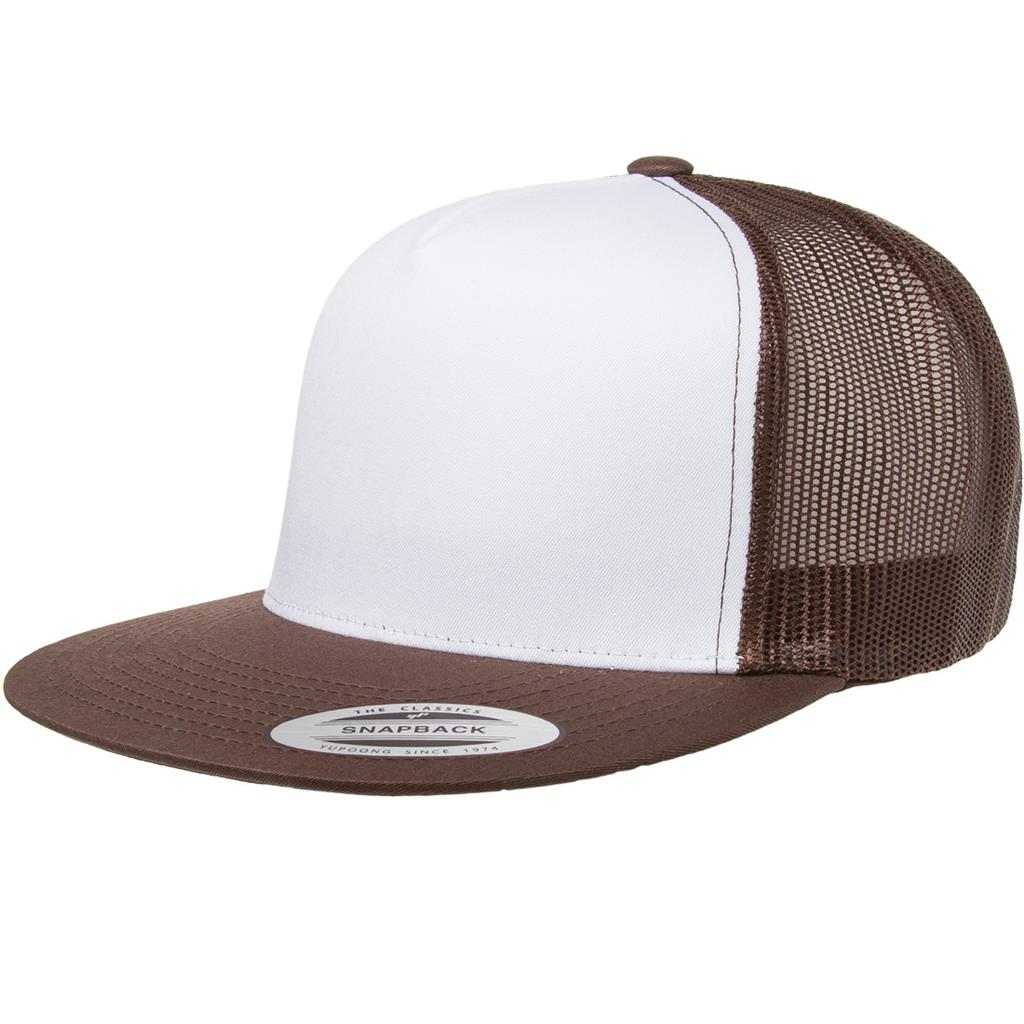 Yupoong 6006W Classics Trucker Cap White Front - Brown White - HIT a Double