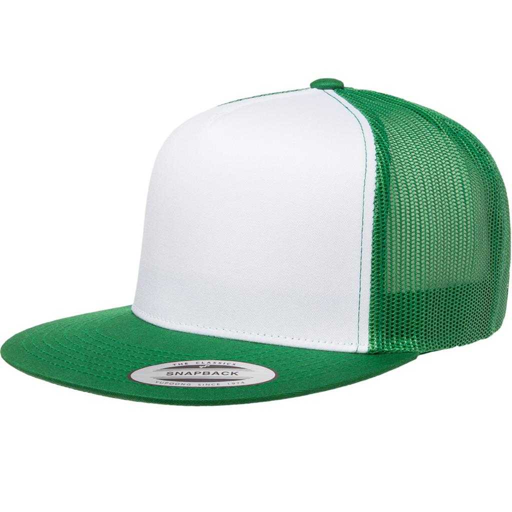 Yupoong 6006W Classics Trucker Cap White Front - Kelly White - HIT A Double