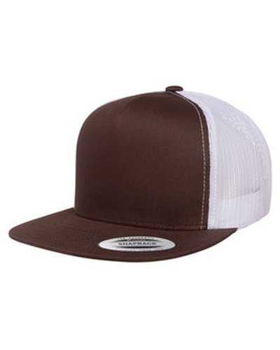 Yupoong 6006 Adult 5-Panel Trucker Cap - Brown White - HIT a Double