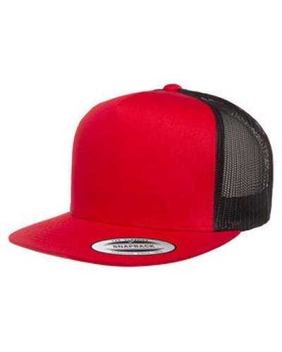Yupoong 6006 Adult 5-Panel Trucker Cap - Red Black - HIT a Double