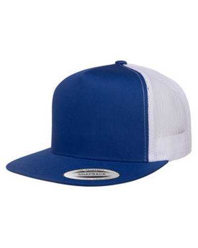 Yupoong 6006 Adult 5-Panel Trucker Cap - Royal White - HIT a Double