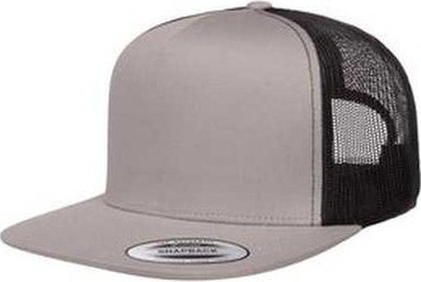 Yupoong 6006 Adult 5-Panel Trucker Cap - Silver Black - HIT a Double