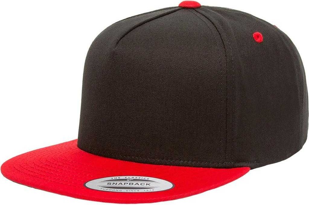 Yupoong 6007T Classics 5-Panel Cotton Twill Snapback Cap 2-Tone - Black Red - HIT a Double