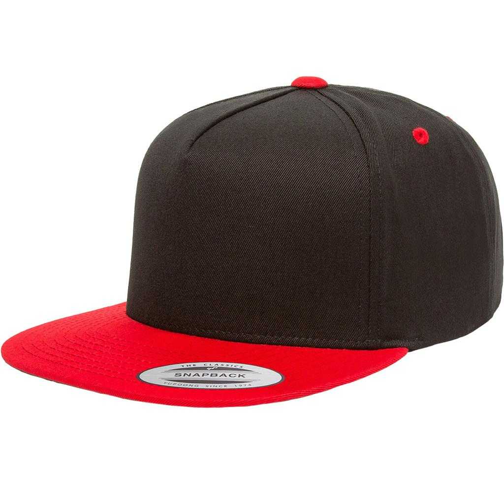 Yupoong 6007T Classics 5-Panel Cotton Twill Snapback Cap 2-Tone - Black Red - HIT a Double