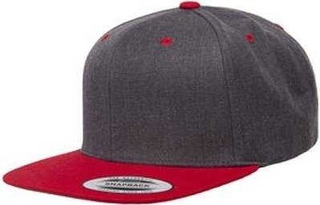 Yupoong 6089MT Adult 6-Panel Structured Flat Visor Two-Tone Snapback - Dark Heather Red - HIT a Double